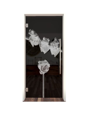 Pendeltür Frösche Gelasert Auf Grauglas