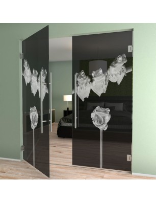 Pendeltür Frösche Gelasert Auf Grauglas