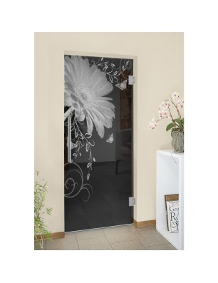 Pendeltür Blume 3 Gelasert Auf Grauglas