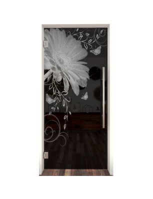 Pendeltür Blume 3 Gelasert Auf Grauglas