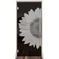 Pendeltür Sonnenblume Gelasert Auf Grauglas Pendeltür Sonnenblume Gelasert Auf Grauglas