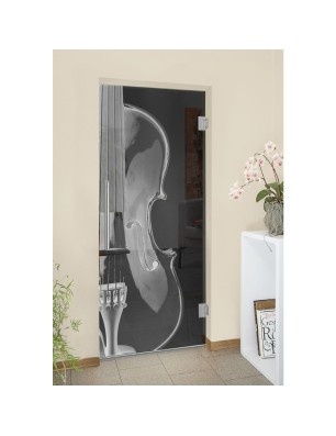 Pendeltür Geige Gelasert Auf Grauglas