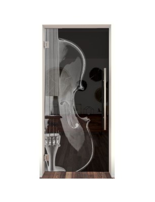 Pendeltür Geige Gelasert Auf Grauglas