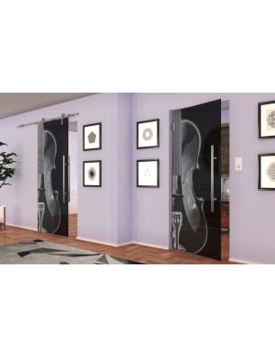 Pendeltür Geige Gelasert Auf Grauglas