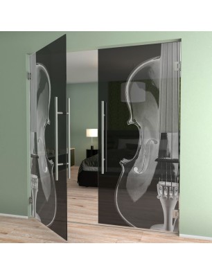 Pendeltür Geige Gelasert Auf Grauglas