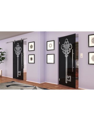 Pendeltür Key Gelasert Auf Grauglas