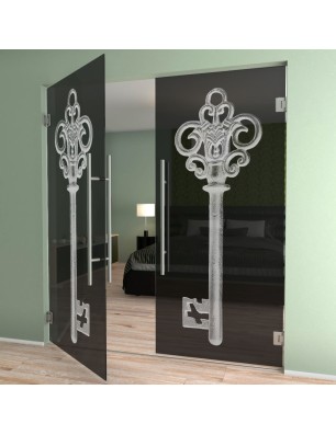 Pendeltür Key Gelasert Auf Grauglas