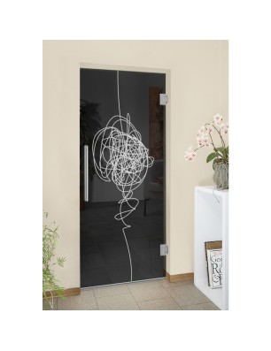 Pendeltür Abstrakt 8 Gelasert Auf Grauglas