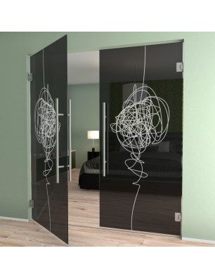 Pendeltür Abstrakt 8 Gelasert Auf Grauglas