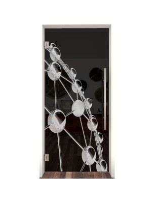 Pendeltür Network Gelasert Auf Grauglas