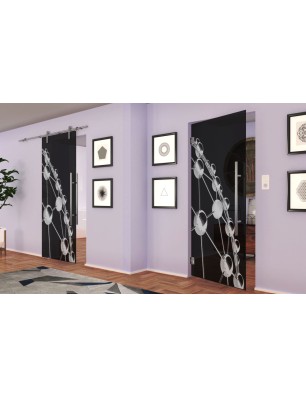 Pendeltür Network Gelasert Auf Grauglas