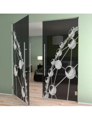 Pendeltür Network Gelasert Auf Grauglas