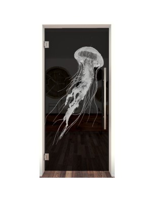 Pendeltür Qualle II Gelasert Auf Grauglas