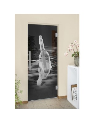 Pendeltür Nachricht Gelasert Auf Grauglas