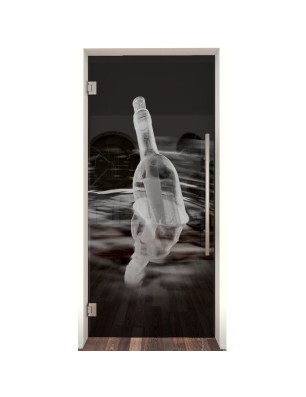 Pendeltür Nachricht Gelasert Auf Grauglas