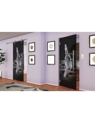 Pendeltür Nachricht Gelasert Auf Grauglas