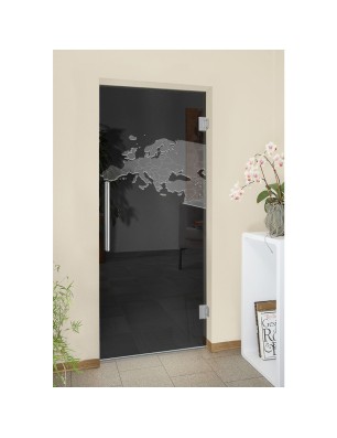 Pendeltür Europa Gelasert Auf Grauglas