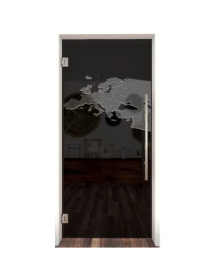 Pendeltür Europa Gelasert Auf Grauglas