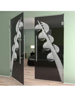 Pendeltür Maikäfer Gelasert Auf Grauglas