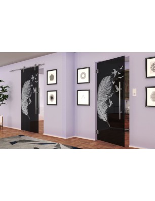 Pendeltür Phönix I Gelasert Auf Grauglas