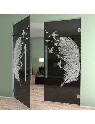 Pendeltür Phönix I Gelasert Auf Grauglas