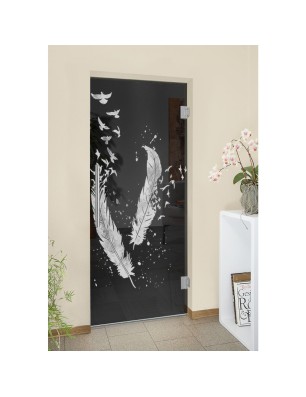 Pendeltür Phönix II Gelasert Auf Grauglas