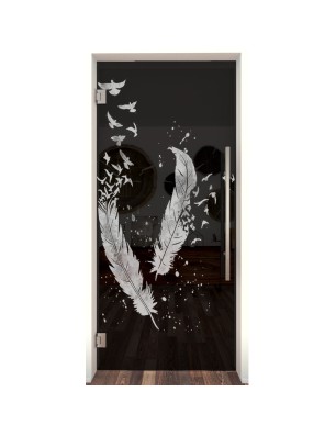 Pendeltür Phönix II Gelasert Auf Grauglas