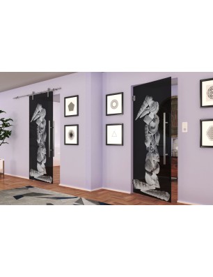 Pendeltür Muscheln I Gelasert Auf Grauglas