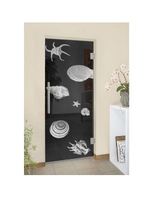 Pendeltür Muscheln II Gelasert Auf Grauglas