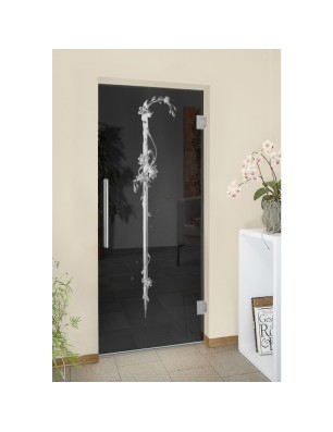 Pendeltür Floral Schwert Gelasert Auf Grauglas