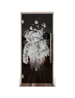 Pendeltür Astronaut Gelasert Auf Grauglas