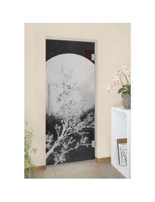 Pendeltür Mond Gelasert Auf Grauglas