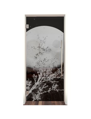 Pendeltür Mond Gelasert Auf Grauglas