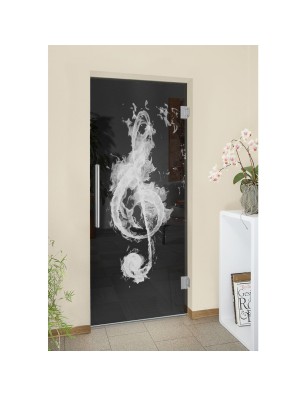 Pendeltür Burning Musik Gelasert Auf Grauglas