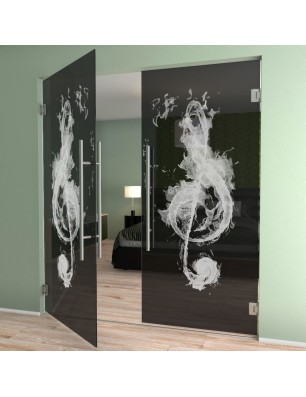 Pendeltür Burning Musik Gelasert Auf Grauglas