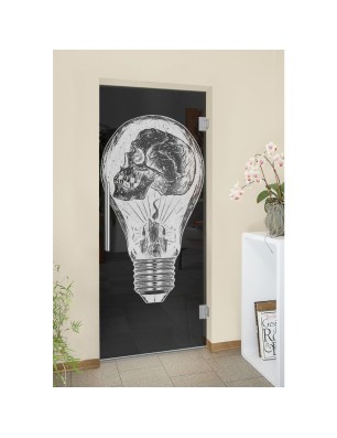 Pendeltür Skull Gelasert Auf Grauglas