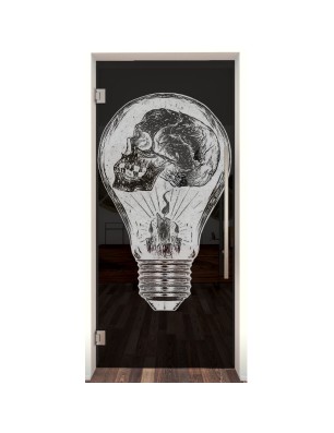 Pendeltür Skull Gelasert Auf Grauglas