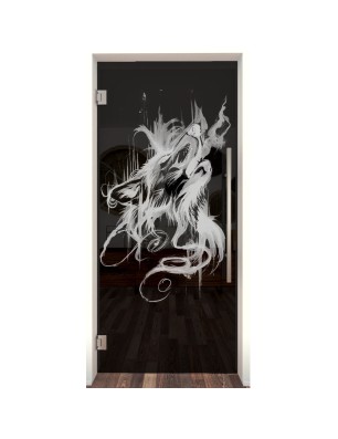 Pendeltür Wolf 3 Gelasert Auf Grauglas