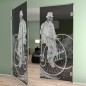 Pendeltür Vintage Bike Gelasert Auf Grauglas Pendeltür Vintage Bike Gelasert Auf Grauglas