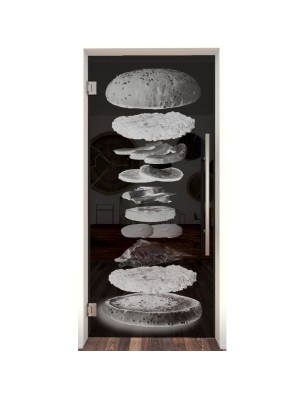 Pendeltür Burger Gelasert Auf Grauglas