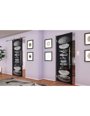 Pendeltür Burger Gelasert Auf Grauglas