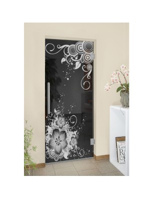 Pendeltür Blume 11 Gelasert Auf Grauglas