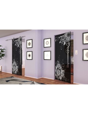 Pendeltür Blume 11 Gelasert Auf Grauglas