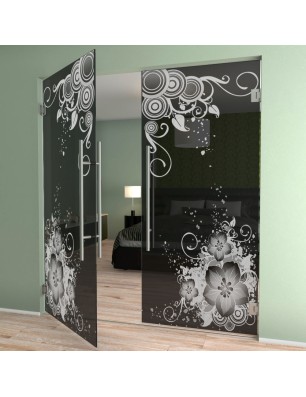 Pendeltür Blume 11 Gelasert Auf Grauglas