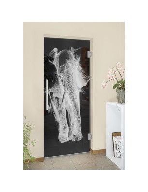 Pendeltür Elefant Gelasert Auf Grauglas