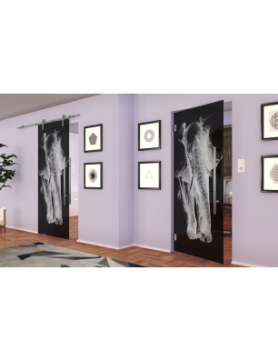 Pendeltür Elefant Gelasert Auf Grauglas