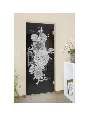 Pendeltür Time Gelasert Auf Grauglas