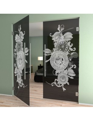 Pendeltür Time Gelasert Auf Grauglas