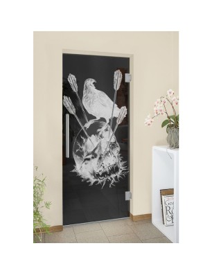 Pendeltür Skull 2 Gelasert Auf Grauglas