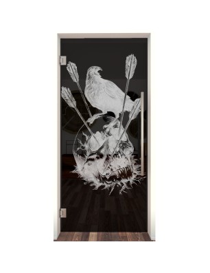 Pendeltür Skull 2 Gelasert Auf Grauglas